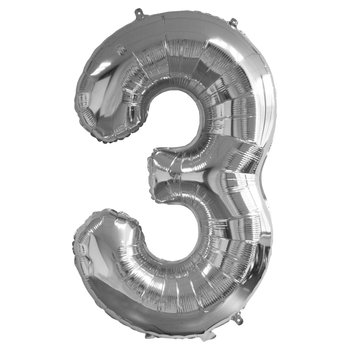 Folienballon Zahl 3 silber Gr. 82 cm