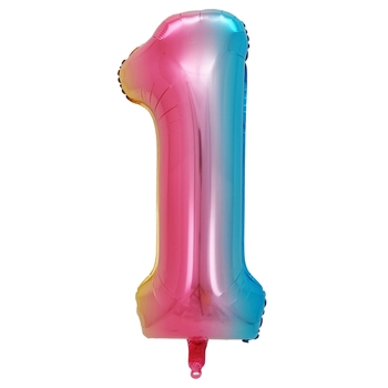 Folienballon Regenbogen Zahl 1 Gr. 101 cm