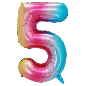 Folienballon Regenbogen Zahl 5 Gr. 101 cm