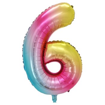 Folienballon Regenbogen Zahl 6 Gr. 101 cm
