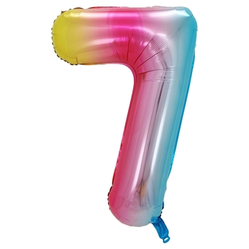 Folienballon Regenbogen Zahl 7 Gr. 101 cm