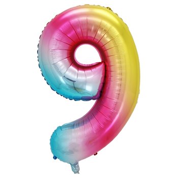 Folienballon Regenbogen Zahl 9 Gr. 101 cm