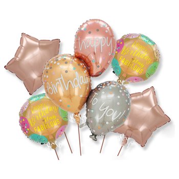 Folieballonnen Happy Birthday 5-Pack Rosé