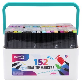 Crafty Co. Professional Dual Tip Alcohol Markers Set with Carry Case 152 Colours