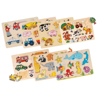 Steckpuzzle aus Holz sortiert