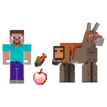 Minecraft Action Figure Steve And Donkey 2 Pack