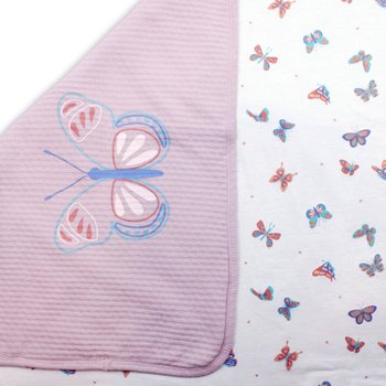 DIMO Babydecke im Wende-Design Flugzeuge oder Schmetterlinge sortiert