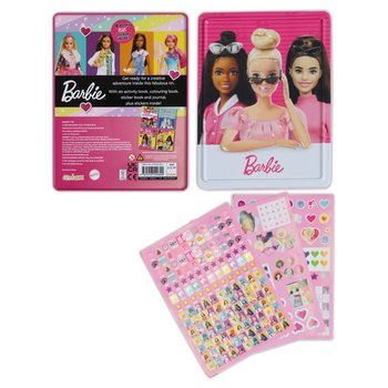 Barbie Colouring Pages Book and Stickers 4 Pack Activity Tin