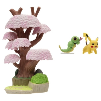 Pokémon Select Set Spring Forest Environment mit Pikachu und Raupy Figuren
