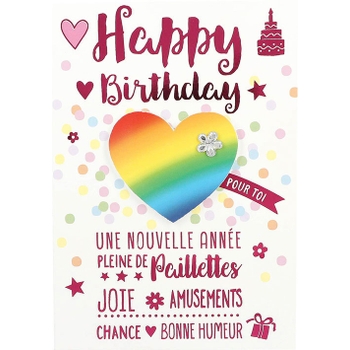 Carte Anniversaire Coeur Arc En Ciel