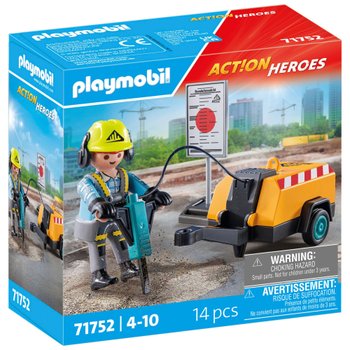 Playmobil - Action Heroes 71752 Ouvrier avec Marteau-Piqueur et Signalisation