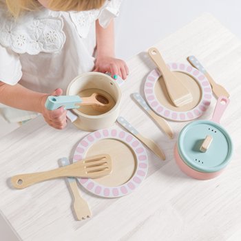 Kitchen Corner Wooden Pastel Cookware 12 Piece Playset