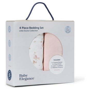 Baby Elegance Crib 4 Piece Bedding Set Little Ducks 90 x 50cm