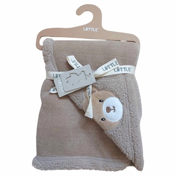 LITTLE Flauschdecke mit niedlicher Teddy-Applikation