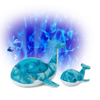 cloud.b Nachtlampje Tranquil Whale Blue Family met Projectie blauw