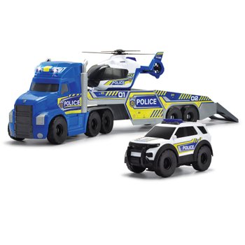 Super Wheelz - Coffret Camion Transporteur avec Voiture et Hélicoptère de Police