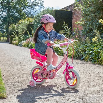 12 Zoll Kinderfahrrad Disney Minnie Maus mit Stützrädern pink/lila