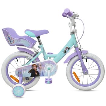 14 Zoll Kinderfahrrad Disney Die Eiskönigin mit Stützrädern türkis/lila
