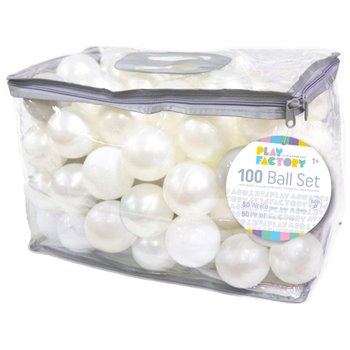 Play Factory 100 Ball Pit Balls Pack with Storage Bag White and Pearl