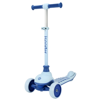 iSporter Deluxe Folding 3 Wheel Scooter with LED Wheels Blue