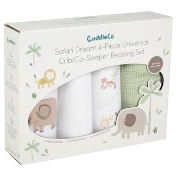 CuddleCo Crib/Co-Sleeper 4 Piece Bedding Set Safari Dream