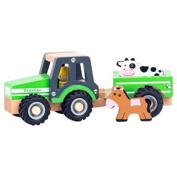 Squirrel Play Wooden Tractor with Trailer