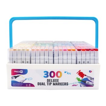 Crafty Co. Deluxe Doppelspitz alkoholbasierte Marker mit Aufbewahrungsbox 300er Set