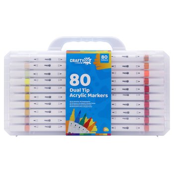 Crafty Co. Dual Tip Acrylic Markers with Storage Case Set 80 Piece