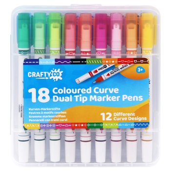 Crafty Co. Dual Tip Coloured Curve Marker Pens 18 Pack