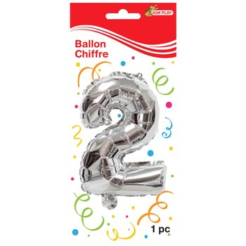 Kim'Play - Ballon Chiffre 2 Argenté 36 cm