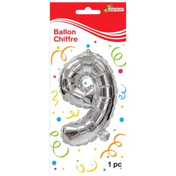 Kim'Play - Ballon Chiffre 9 Argenté 36 cm