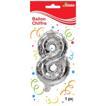 Kim'Play - Ballon Chiffre 8 Argenté 36 cm