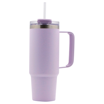 Edelstahlbecher mit Strohhalm 900 ml lila