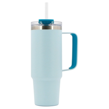 Edelstahlbecher mit Strohhalm 900 ml hellblau