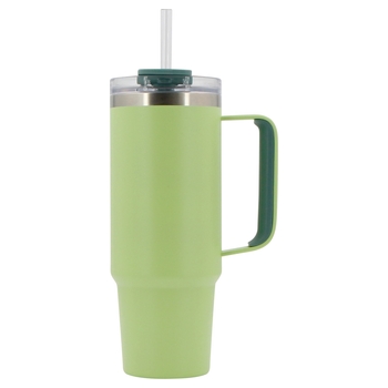 Edelstahlbecher mit Strohhalm grün