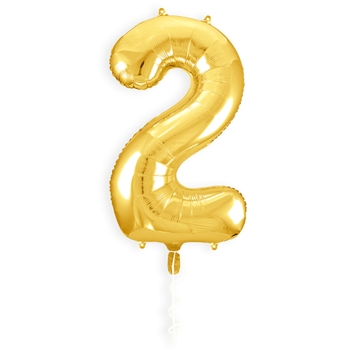 Folienballon Zahl 2  gold 101 cm