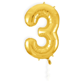 Folienballon Zahl 3 gold 101 cm