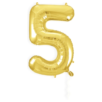 Folienballon Zahl 5 gold 101 cm
