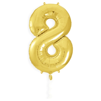 Folienballon Zahl 8 gold 101 cm