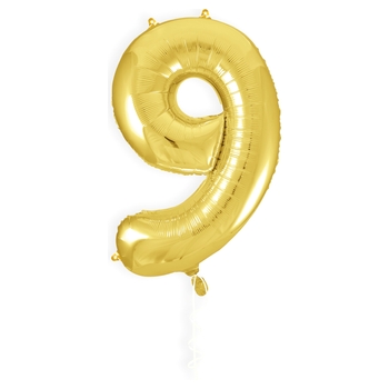 Folienballon Zahl 9 gold 101 cm