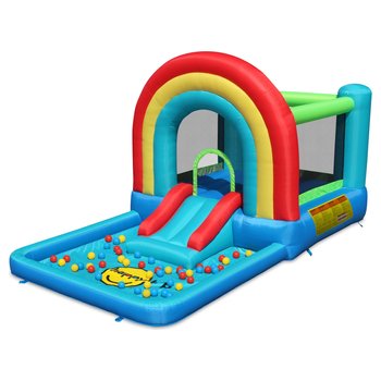 Regenbogen Hüpfburg mit Rutsche und Bällebad