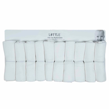 LITTLE Mullwindeln Mussellin Spucktücher 10er Set weiß