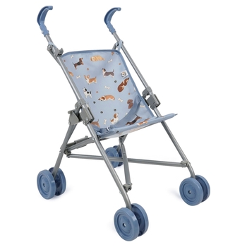 Ivy & Lily Baby Doll Umbrella Stroller Blue Doggie Print 50cm