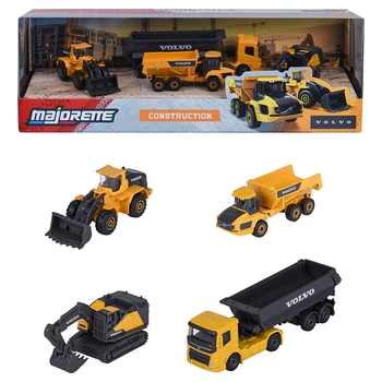 Majorette - Construction 1/64 Pack 4 Véhicules Volvo