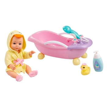 Babypuppe mit Puppenbadewanne und Zubehör