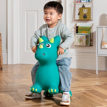 Big Steps Inflatable Jumping Dino Ride On Green