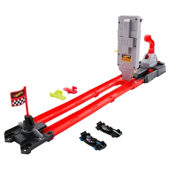 Hot Wheels Racing Track Formula 1 Grid Start Playset with 2 Die-Cast Vehicles