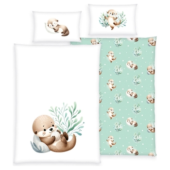Herding Babybettwäsche Set 100 x 135 cm Schnuffel-Otter