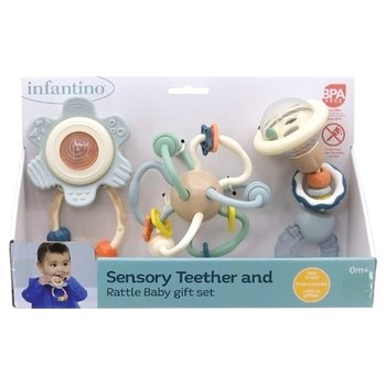 Infantino Sensorisches Beißring und Rassel Set 3-tlg.