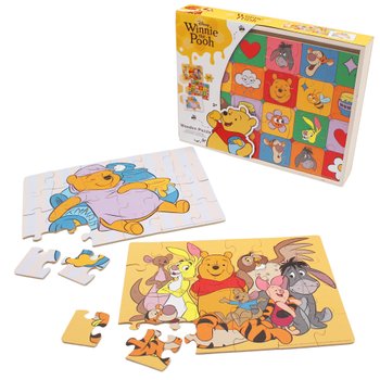 Disney Winnie the Pooh 24 Piece Wooden Puzzles 3 Pack with Storage Tray